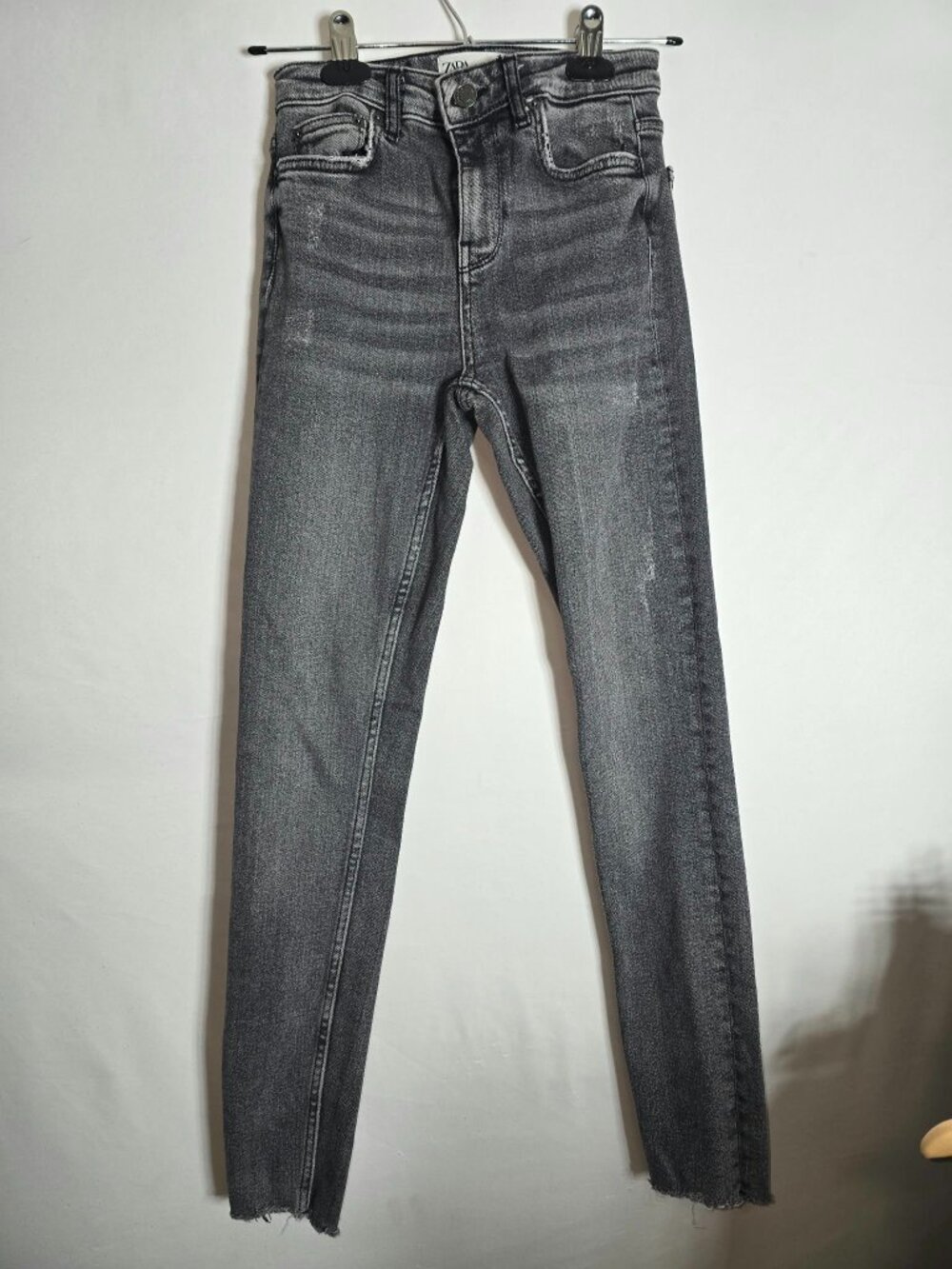 Zara jeans, Skinny or slim fit style in faded grey denim with light distress